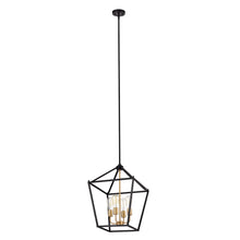 Load image into Gallery viewer, RADIANCE goods Industrial 4 Light Black Inverted Ceiling Pendant 16" Wide