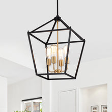 Load image into Gallery viewer, RADIANCE goods Industrial 4 Light Black Inverted Ceiling Pendant 16" Wide