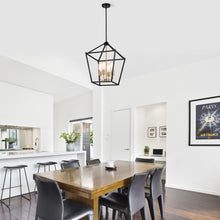 Load image into Gallery viewer, RADIANCE goods Industrial 4 Light Black Inverted Ceiling Pendant 16" Wide