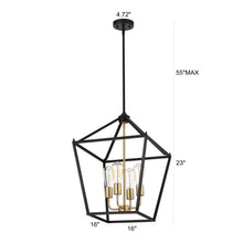 Load image into Gallery viewer, RADIANCE goods Industrial 4 Light Black Inverted Ceiling Pendant 16" Wide
