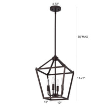 Load image into Gallery viewer, RADIANCE goods Industrial 4 Light Bronze Inverted Ceiling Pendant 12" Wide
