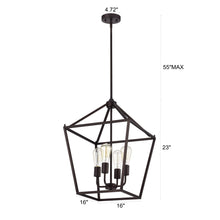 Load image into Gallery viewer, RADIANCE goods Industrial 4 Light Bronze Inverted Ceiling Pendant 16" Wide