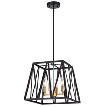 Load image into Gallery viewer, RADIANCE goods Industrial 4 Light Black Inverted Ceiling Pendant 14" Wide