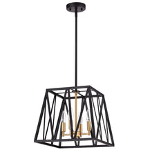 Load image into Gallery viewer, RADIANCE goods Industrial 4 Light Black Inverted Ceiling Pendant 14" Wide