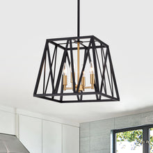 Load image into Gallery viewer, RADIANCE goods Industrial 4 Light Black Inverted Ceiling Pendant 14" Wide