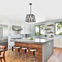 Load image into Gallery viewer, RADIANCE goods Industrial 4 Light Black Inverted Ceiling Pendant 14" Wide