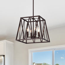 Load image into Gallery viewer, RADIANCE goods Industrial 4 Light Bronze Inverted Ceiling Pendant 14" Wide