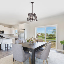 Load image into Gallery viewer, RADIANCE goods Industrial 4 Light Bronze Inverted Ceiling Pendant 14" Wide