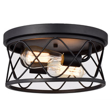 Load image into Gallery viewer, RADIANCE goods Industrial 2 Light Textured Black Ceiling Flush Fixture 12" Wide