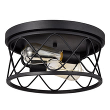 Load image into Gallery viewer, RADIANCE goods Industrial 2 Light Textured Black Ceiling Flush Fixture 12" Wide
