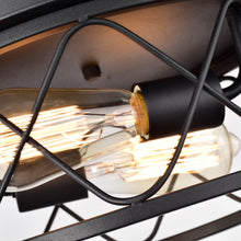 Load image into Gallery viewer, RADIANCE goods Industrial 2 Light Textured Black Ceiling Flush Fixture 12" Wide