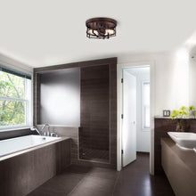 Load image into Gallery viewer, RADIANCE goods Industrial 2 Light Oil Rubbed Bronze Ceiling Flush Fixture 12" Wide