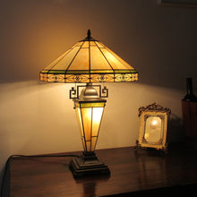 Load image into Gallery viewer, RADIANCE goods Tiffany-Style 3 Light Mission Double Lit Table Lamp 16" Shade
