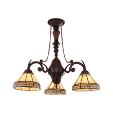 Load image into Gallery viewer, RADIANCE goods Mission Tiffany-style Blackish Bronze 3 Light Mini Chandelier 21" Wide