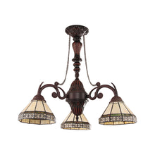 Load image into Gallery viewer, RADIANCE goods Mission Tiffany-style Blackish Bronze 3 Light Mini Chandelier 21" Wide