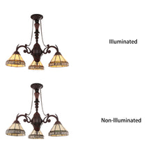 Load image into Gallery viewer, RADIANCE goods Mission Tiffany-style Blackish Bronze 3 Light Mini Chandelier 21" Wide