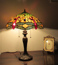 Load image into Gallery viewer, RADIANCE goods Tiffany-Style 3 Light Dragonfly Table Lamp 18" Shade