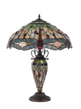 Load image into Gallery viewer, RADIANCE goods Dragonfly-Style 3 Light Double Lit Table Lamp 19" Shade
