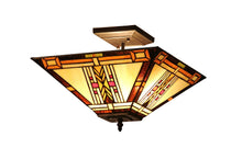 Load image into Gallery viewer, RADIANCE goods Tiffany 2 Light Mission Semi-Flush Ceiling Mount 14" Wide