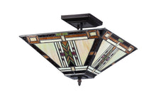 Load image into Gallery viewer, RADIANCE goods Tiffany 2 Light Mission Semi-Flush Ceiling Mount 14" Wide