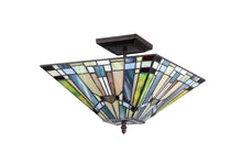 Load image into Gallery viewer, Radiance Goods Tiffany 2 Light Mission Semi-Flush Ceiling Mount 14" Wide