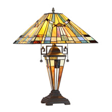 Load image into Gallery viewer, RADIANCE goods Tiffany-Style 3 Light Mission Double Lit Table Lamp 16" Shade