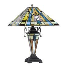 Load image into Gallery viewer, RADIANCE goods Tiffany-Style 3 Light Mission Double Lit Table Lamp 16" Shade