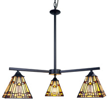 Load image into Gallery viewer, RADIANCE goods Mission Tiffany-style Blackish Bronze 3 Light Mini Chandelier 27" Wide