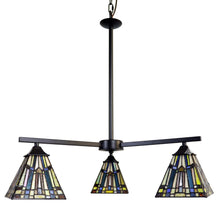 Load image into Gallery viewer, RADIANCE goods Mission Tiffany-style Blackish Bronze 3 Light Mini Chandelier 27" Wide