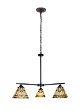 Load image into Gallery viewer, RADIANCE goods Mission Tiffany-style Blackish Bronze 3 Light Mini Chandelier 27" Wide