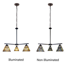Load image into Gallery viewer, RADIANCE goods Mission Tiffany-style Blackish Bronze 3 Light Mini Chandelier 27" Wide