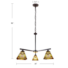 Load image into Gallery viewer, RADIANCE goods Mission Tiffany-style Blackish Bronze 3 Light Mini Chandelier 27" Wide