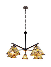 Load image into Gallery viewer, RADIANCE goods Mission Tiffany-style Blackish Bronze 5 Light Large Chandelier 30" Wide