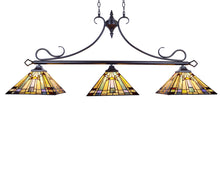 Load image into Gallery viewer, RADIANCE goods Mission Tiffany-style Blackish Bronze 3 Light Island Pendant 47" Wide