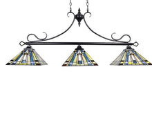 Load image into Gallery viewer, RADIANCE goods Mission Tiffany-style Blackish Bronze 3 Light Island Pendant 47" Wide