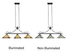 Load image into Gallery viewer, RADIANCE goods Mission Tiffany-style Blackish Bronze 3 Light Island Pendant 47" Wide