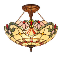 Load image into Gallery viewer, RADIANCE goods Tiffany 2 Light Victorian Semi-Flush Ceiling Mount 16" Wide