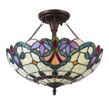 Load image into Gallery viewer, RADIANCE goods Tiffany 2 Light Victorian Semi-Flush Ceiling Mount 16" Wide