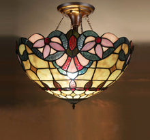 Load image into Gallery viewer, RADIANCE goods Tiffany 2 Light Victorian Semi-Flush Ceiling Mount 16" Wide