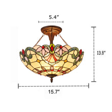 Load image into Gallery viewer, RADIANCE goods Tiffany 2 Light Victorian Semi-Flush Ceiling Mount 16" Wide