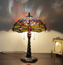 Load image into Gallery viewer, RADIANCE goods Tiffany-Style 2 Light Dragonfly Table Lamp 16" Shade