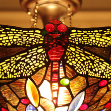 Load image into Gallery viewer, RADIANCE goods Tiffany 2 Light Dragonfly Semi-Flush Ceiling Mount 16" Wide