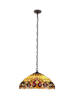 Load image into Gallery viewer, RADIANCE goods Victorian Tiffany-style Dark Bronze 2 Light Pendant 16" Wide