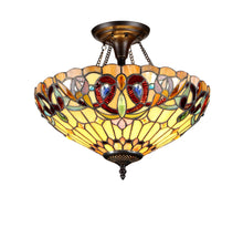 Load image into Gallery viewer, RADIANCE goods Tiffany 2 Light Victorian Semi-Flush Ceiling Mount 16" Wide