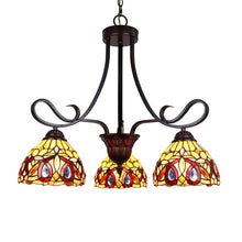 Load image into Gallery viewer, RADIANCE goods Victorian Tiffany-Style Dark Bronze 3 Light Mini Chandelier 25" Wide