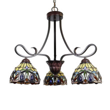Load image into Gallery viewer, RADIANCE goods Victorian Tiffany-Style Dark Bronze 3 Light Mini Chandelier 25" Wide