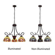 Load image into Gallery viewer, RADIANCE goods Victorian Tiffany-Style Dark Bronze 3 Light Mini Chandelier 25" Wide