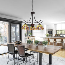 Load image into Gallery viewer, RADIANCE goods Victorian Tiffany-Style Dark Bronze 3 Light Mini Chandelier 25" Wide