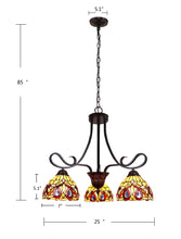 Load image into Gallery viewer, RADIANCE goods Victorian Tiffany-Style Dark Bronze 3 Light Mini Chandelier 25" Wide