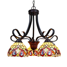 Load image into Gallery viewer, RADIANCE goods Victorian Tiffany-Style Dark Bronze 5 Light Large Chandelier 25" Wide